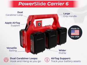 Battery Caddy for Craftsman Batteries PowerSlide Carrier 6 w/ AirTag Tracking Support by TripleD Tools - Secure Battery Holder Made in America